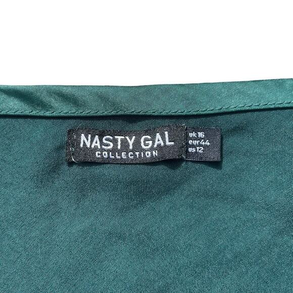 Nasty Gal Cowl Neck Satin Mini Slip Dress Spaghetti Straps Green - Size 12 - Picture 6 of 14